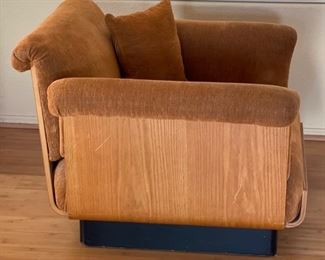 1970s Thonet Bent Plywood Plush Armchair with/ Ottoman Chair Bentwood	26x38x34in Seat: 14.5 Ottoman: 14.5x30x30in	HxWxD
