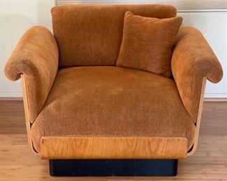 1970s Thonet Bent Plywood Plush Armchair with/ Ottoman Chair Bentwood	26x38x34in Seat: 14.5 Ottoman: 14.5x30x30in	HxWxD
