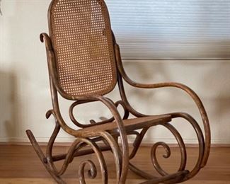 Antique Thonet Bentwood Cane Rocking Chair Poland	41x20x40in	HxWxD
