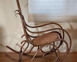 Antique Thonet Bentwood Cane Rocking Chair Poland	41x20x40in	HxWxD
