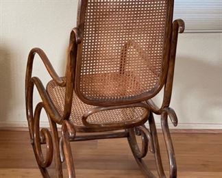 Antique Thonet Bentwood Cane Rocking Chair Poland	41x20x40in	HxWxD
