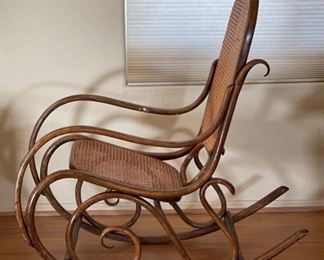 Antique Thonet Bentwood Cane Rocking Chair Poland	41x20x40in	HxWxD
