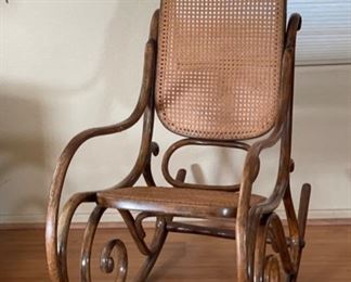 Antique Thonet Bentwood Cane Rocking Chair Poland	41x20x40in	HxWxD
