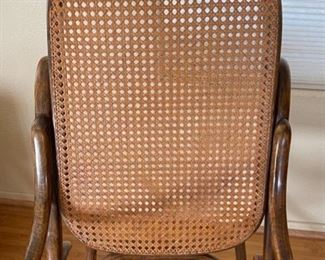 Antique Thonet Bentwood Cane Rocking Chair Poland	41x20x40in	HxWxD
