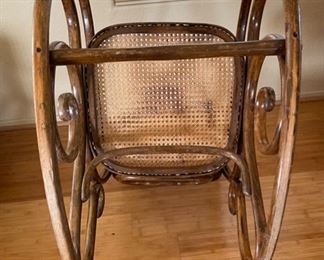 Antique Thonet Bentwood Cane Rocking Chair Poland	41x20x40in	HxWxD
