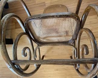 Antique Thonet Bentwood Cane Rocking Chair Poland	41x20x40in	HxWxD
