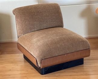 1970s Thonet Bent Plywood Plush Armless  Chair Dark Finish Bentwood Molded Wood	28x29x34in seat:  14.5in	HxWxD
