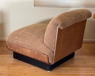 1970s Thonet Bent Plywood Plush Armless  Chair Dark Finish Bentwood Molded Wood	28x29x34in seat:  14.5in	HxWxD
