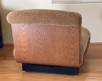 1970s Thonet Bent Plywood Plush Armless  Chair Dark Finish Bentwood Molded Wood	28x29x34in seat:  14.5in	HxWxD
