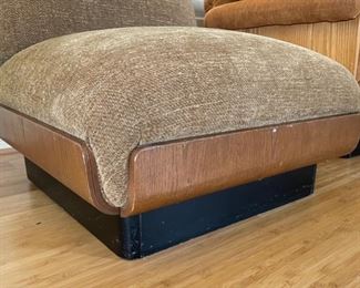 1970s Thonet Bent Plywood Plush Armless  Chair Dark Finish Bentwood Molded Wood	28x29x34in seat:  14.5in	HxWxD
