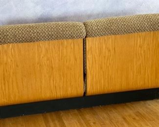 2pc 1970s Thonet Bent Plywood Plush Armless Loveseat & Chair PAIR Sofa Couch Bentwood Molded Wood	Loveseat: 28x56.5x34. Seat: 24.5 chair:28x29x34in seat:  14.5in	HxWxD
