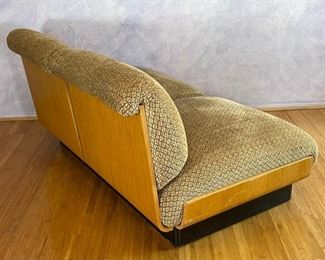 2pc 1970s Thonet Bent Plywood Plush Armless Loveseat & Chair PAIR Sofa Couch Bentwood Molded Wood	Loveseat: 28x56.5x34. Seat: 24.5 chair:28x29x34in seat:  14.5in	HxWxD
