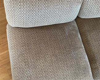 2pc 1970s Thonet Bent Plywood Plush Armless Loveseat & Chair PAIR Sofa Couch Bentwood Molded Wood	Loveseat: 28x56.5x34. Seat: 24.5 chair:28x29x34in seat:  14.5in	HxWxD
