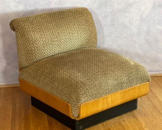 2pc 1970s Thonet Bent Plywood Plush Armless Loveseat & Chair PAIR Sofa Couch Bentwood Molded Wood	Loveseat: 28x56.5x34. Seat: 24.5 chair:28x29x34in seat:  14.5in	HxWxD
