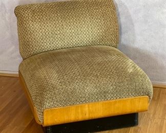 2pc 1970s Thonet Bent Plywood Plush Armless Loveseat & Chair PAIR Sofa Couch Bentwood Molded Wood	Loveseat: 28x56.5x34. Seat: 24.5 chair:28x29x34in seat:  14.5in	HxWxD
