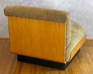 2pc 1970s Thonet Bent Plywood Plush Armless Loveseat & Chair PAIR Sofa Couch Bentwood Molded Wood	Loveseat: 28x56.5x34. Seat: 24.5 chair:28x29x34in seat:  14.5in	HxWxD
