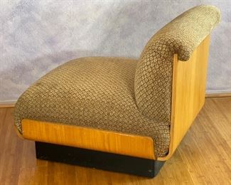 2pc 1970s Thonet Bent Plywood Plush Armless Loveseat & Chair PAIR Sofa Couch Bentwood Molded Wood	Loveseat: 28x56.5x34. Seat: 24.5 chair:28x29x34in seat:  14.5in	HxWxD
