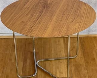 AS-IS Chrome Wire Base Wood Table Side Table	19.75x27.5in	
