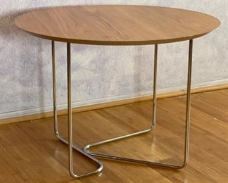 AS-IS Chrome Wire Base Wood Table Side Table	19.75x27.5in	
