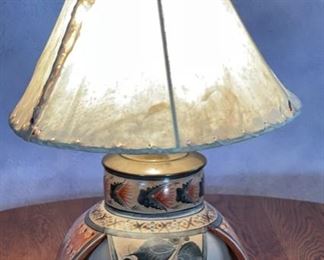Vintage Mexico Pottery w/ Brass Lamp	22x14.5in Diameter w/ Shade	
