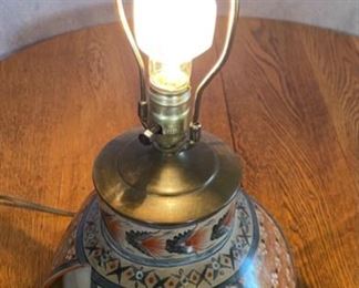 Vintage Mexico Pottery w/ Brass Lamp	22x14.5in Diameter w/ Shade	
