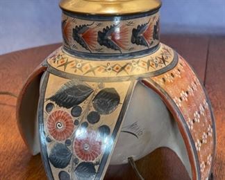 Vintage Mexico Pottery w/ Brass Lamp	22x14.5in Diameter w/ Shade	
