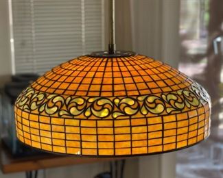 Authentic Tiffany Studios New York 1470 Lamp Shade Lemon Swirling Leaf	8.5H x18.25in diameter	
