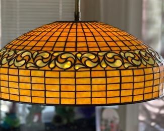 Authentic Tiffany Studios New York 1470 Lamp Shade Lemon Swirling Leaf	8.5H x18.25in diameter	
