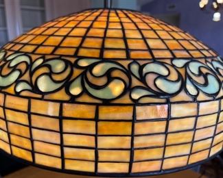 Authentic Tiffany Studios New York 1470 Lamp Shade Lemon Swirling Leaf	8.5H x18.25in diameter	
