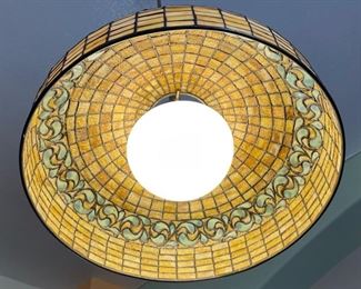 Authentic Tiffany Studios New York 1470 Lamp Shade Lemon Swirling Leaf	8.5H x18.25in diameter	
