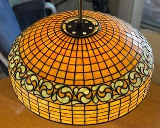 Authentic Tiffany Studios New York 1470 Lamp Shade Lemon Swirling Leaf	8.5H x18.25in diameter	
