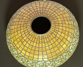 Authentic Tiffany Studios New York 1470 Lamp Shade Lemon Swirling Leaf	8.5H x18.25in diameter	

