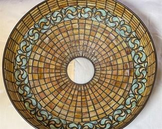 Authentic Tiffany Studios New York 1470 Lamp Shade Lemon Swirling Leaf	8.5H x18.25in diameter	

