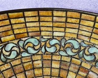 Authentic Tiffany Studios New York 1470 Lamp Shade Lemon Swirling Leaf	8.5H x18.25in diameter	
