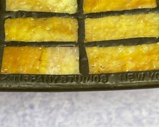 Authentic Tiffany Studios New York 1470 Lamp Shade Lemon Swirling Leaf	8.5H x18.25in diameter	
