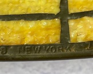 Authentic Tiffany Studios New York 1470 Lamp Shade Lemon Swirling Leaf	8.5H x18.25in diameter	
