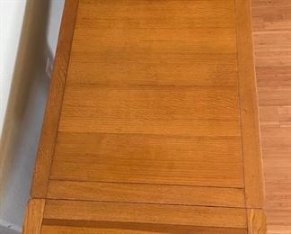 Antique Oak Trestle Table Draw Leaf	29x29.5x41.25-64	HxWxD
