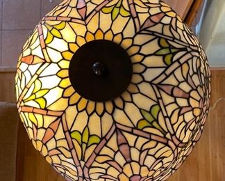 AS-IS Vintage Bronze Slag Glass Floor Lamp	62in h x 21in Diameter	
