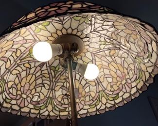 AS-IS Vintage Bronze Slag Glass Floor Lamp	62in h x 21in Diameter	
