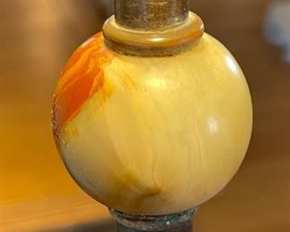 AS-IS Vintage Bronze Slag Glass Floor Lamp	62in h x 21in Diameter	
