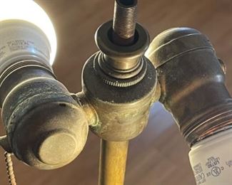 AS-IS Vintage Bronze Slag Glass Floor Lamp	62in h x 21in Diameter	
