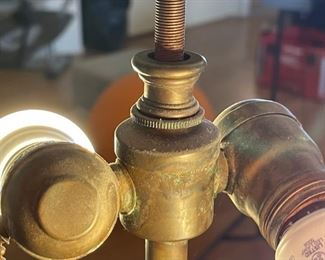 AS-IS Vintage Bronze Slag Glass Floor Lamp	62in h x 21in Diameter	
