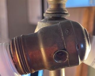 AS-IS Vintage Bronze Slag Glass Floor Lamp	62in h x 21in Diameter	
