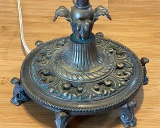 AS-IS Vintage Bronze Slag Glass Floor Lamp	62in h x 21in Diameter	
