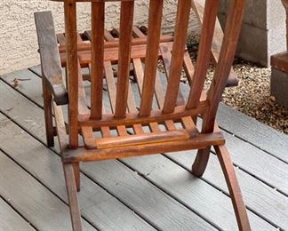 #1 Antique Teak Deck Chair Folding Steamer Lounge	35x21.5x55in	HxWxD