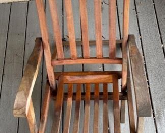 #1 Antique Teak Deck Chair Folding Steamer Lounge	35x21.5x55in	HxWxD