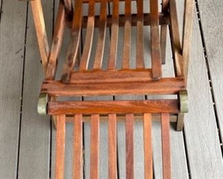 #1 Antique Teak Deck Chair Folding Steamer Lounge	35x21.5x55in	HxWxD