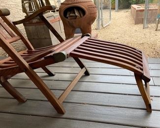 #1 Antique Teak Deck Chair Folding Steamer Lounge	35x21.5x55in	HxWxD