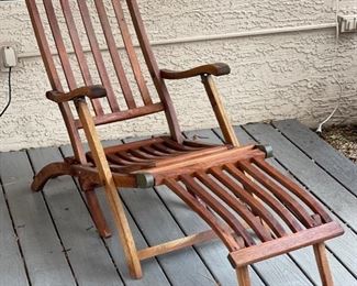 #2 Antique Teak Deck Chair Folding Steamer Lounge	35x21.5x55in	HxWxD
