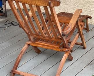 #2 Antique Teak Deck Chair Folding Steamer Lounge	35x21.5x55in	HxWxD
